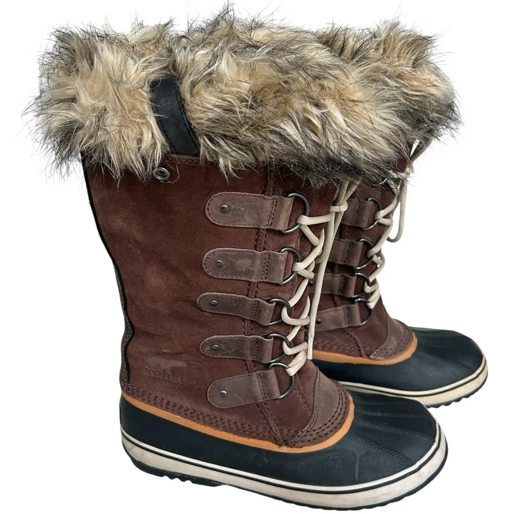 Sorel Joan of Arctic Waterproof Winter Boots Brown Black Snow Boots Size 10